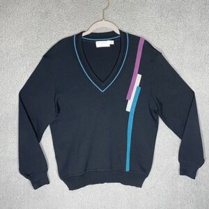 VTG St.Croix Men's Sz M 100% Wool Sweater "Jacobson's". Retro Abstract